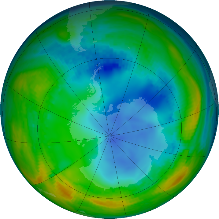 Antarctic ozone map for 24 July 1992